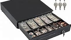 Volcora Cash Register Drawer for Point of Sale (POS) System with Removable Coin Slots, 5 Bill/6 Coin, 24V, RJ11/RJ12 Key-Lock, Media Slot, Black