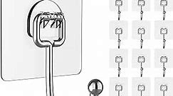 Large Adhesive Hooks for Hanging Heavy-Duty 44Ib(Max) 20 Packs, Wall Hangers without Nails Self-Adhesive Traceless Clear and Removable, Waterproof and Rustproof Multiple Uses for Bathroom Kitchen Home