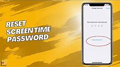 How to reset screen time password | How to change screen time passcode