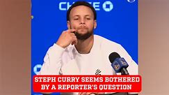 Steph Curry seems bothered by a reporter's question about the NBA In-Season Tournament