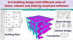 G+2 Building design with different sizes of beam, column and slabs by staad pro software | online |