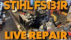 LIVE REPAIR ON A STIHL FS131 / HARD TO START AND WONT STAY RUNNING