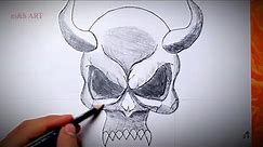 How To Draw a Demon Skull - step by step - learn draw