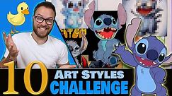 Drawing in 10 DIFFERENT STYLES..? Art Style SWAP Challenge | STITCH