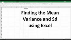 mean variance sd using excel