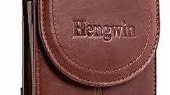 Belt Clip Holster Pouch Hengwin Genuine Leather Phone Case Holster with Magnetic Closure Belt Loop Pouch Bag Fits for iPhone 14 Pro Max 13 Pro Max 12 Pro Max Samsung Galaxy S24+ A54 A53 A15 (Brown)