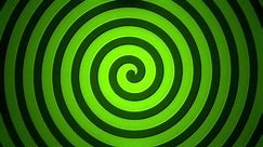 Black hypnotic spiral rotates on the glowing green background. Seamless loop. More color backgrounds available - check my portfolio.