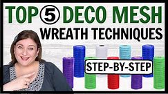 TOP 5 Deco Mesh WREATH TECHNIQUES | 6 inch DOLLAR TREE Deco Mesh WREATH TUTORIAL | 3 NO FRAY WREATHS