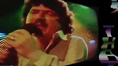 ToTo - Hold The Line 1980's / 70's Song Video Projection on Old Vintage CRT TV Screen with Scrolling
