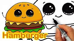 How to Draw a Cartoon Hamburger Cheeseburger Cute and Easy