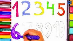 Drawing and Coloring Numbers 1-10|How to Draw Numbers for Kids|Colors for Kids with Colored Markers