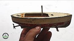 Vintage German made Marklin tin toy boat restoration