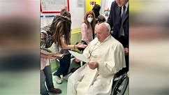 Pope Francis visits children at his hospital