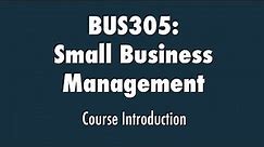 Small Business Management: Course Introduction