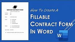 How to Create a Fillable Form in Word | Service Contract Form