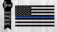 Blue line flag svg free, police svg, us flag svg, instant download, silhouette cameo, shirt design, police support flag svg, png, dxf 0935