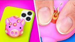 AWESOME DIY SQUISHY || Cool Phone Case ideas And School Hacks by 123 GO! Series