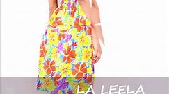 LA LEELA Women's Plus Size Beach Dress Hawaiian Camp Party Loungewear Printed B