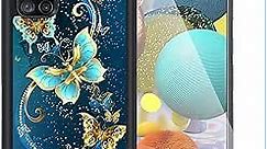 OOK Compatible with Samsung Galaxy A71 5G 6.7 inch Case, [Built in Screen Protector],Cute Blue Butterfly Design Hard PC Back Anti Slip Shockproof Protective Case for Samsung Galaxy A71 5G
