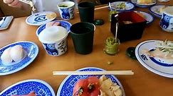 Kura sushi Japanese sushi train experience Japan complete order and pay without staff in 4k