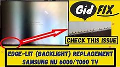 Samsung TV Edge-Light or Backlight Replacement. TV That Has Partial Darkness. White Spots on Image.