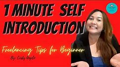 1 Minute Self Introduction | Freelancing Tips for beginner | Cristy Angelo