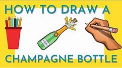 How to draw a champagne bottle step by step