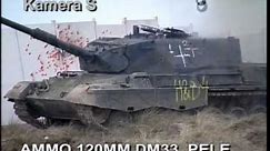Leopard 2 Tank Firing - 120mm DM 33 rounds at Leopard 1 Tank Video 1