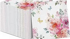 100 Pcs Floral Napkins 3 Ply Flower Dinner Paper Guest Napkins Flowers Disposable Paper Napkins Bathroom Hand Towels for Spring Birthday Baby Shower Wedding Holiday Party (6.5 x 6.5 Inch)