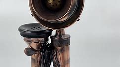 Vintage Antique Candlestick Tabletop Telephone - Functional Retro Communication Phone Home & Office Decorative Gift (Copper Antique)