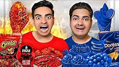 RED VS BLUE COLOR FOOD CHALLENGE | Eating Only ONE Color Food for 24 Hours!