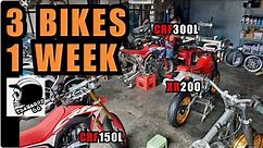 I converted 3 HONDAS into SUPERMOTOS in 1 WEEK! - CRF150L - XR200 - CRF300L