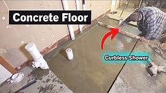 Concrete Floor for Curbless Shower | Basement Bath