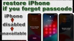 How to restore iPhone if you forgot passcode,iPhone is disabled,Security Lockout