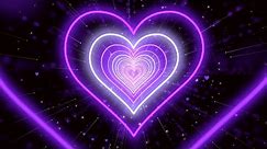 Heart Tunnel Background💜Purple Animation Video | Neon Heart Background Video [10 Hours]