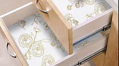 590"x17.3" Gold Floral Wallpaper Gold and White Contact Paper Peel and Stick Wallpaper Self Adhesive Removable Wallpaper Contact Paper for Walls Covering Vinyl Rolls