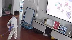 Child's play: toy mishap turns TV screen black in Shandong home video