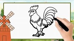 Comment dessiner un coq facilement | Dessin coq facile & coloriage par étapes
