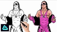 How to Draw Bret Hart - Step by step | WWE Superstars | Line Arts