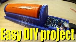 DIY 3D Printed 18650 Battery Charger with TP4056