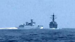 Video shows Chinese warship coming near U.S. missile destroyer in Taiwan Strait