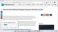 How to check Network Adapter Speed on Windows 11/10