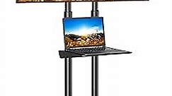 Mobile TV Cart for 32-80 Inch Screens up to 110 lbs, Height Adjustable Rolling TV Stand with Locking Wheels and Metal Shelf, Portable Outdoor Floor TV Stand Movable Monitor Holder for Home Office