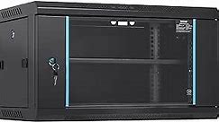 VEVOR 6U Wall Mount Network Server Cabinet, 15.5'' Deep, Server Rack Cabinet Enclosure, 200 lbs Max. Ground-Mounted Load Capacity, with Locking Glass Door Side Panels, for IT Equipment, A/V Devices