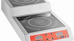 Avantco IC35SU Stainless Steel Double Countertop Step-Up Induction Range / Cooker - 208-240V, 3600W