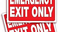 iSYFIX Emergency Exit Only Signs Stickers - 2 Pack 10x7 Inch – Premium Self-Adhesive Vinyl Decal, Laminated for Ultimate UV, Weather, Scratch, Water & Fade Resistance, Indoor & Outdoor