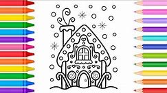 How to Draw a Gingerbread House Step by Step for Kids 🍭🏠 Gingerbread House Drawing and Coloring Page