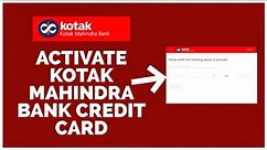 How to Activate Kotak Mahindra Bank Credit Card Online (2022)