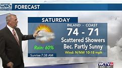 Scattered showers for Saturday