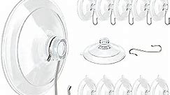 VIS'V Suction Cup Hooks, Upgraded Small Clear Suction Cups with Metal Hooks 1.77 Inches Removable Suction Cups for Window Glass Door Kitchen Bathroom Shower Wall - 12 Pcs